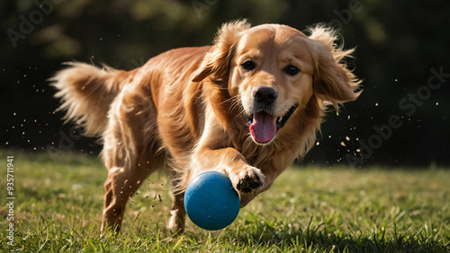Obraz na płótnie Pies rasy Golden retriever. Generative AI. w salonie