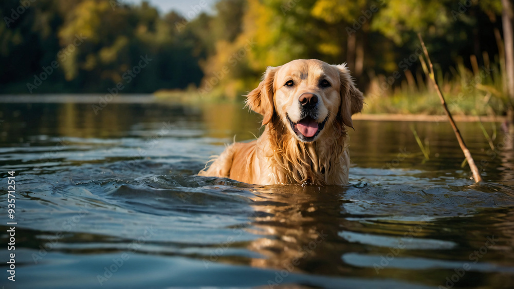 Pies rasy Golden retriever. Generative AI.