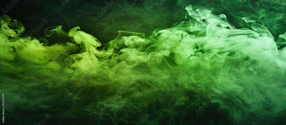 vivid green steam against a dark backdrop representing smoking and Halloween creating an exhilarating atmosphere. Copy space image. Place for adding text and design vivid green steam against a dark backdrop representing smoking and Halloween creating an exhilarating atmosphere. Copy space image. Place for adding text and design