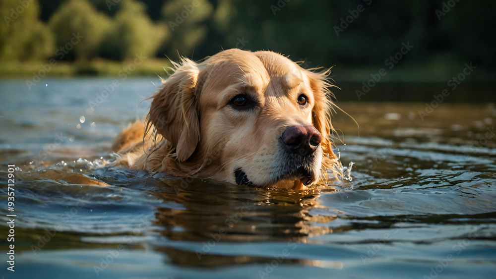 Pies rasy Golden retriever. Generative AI.