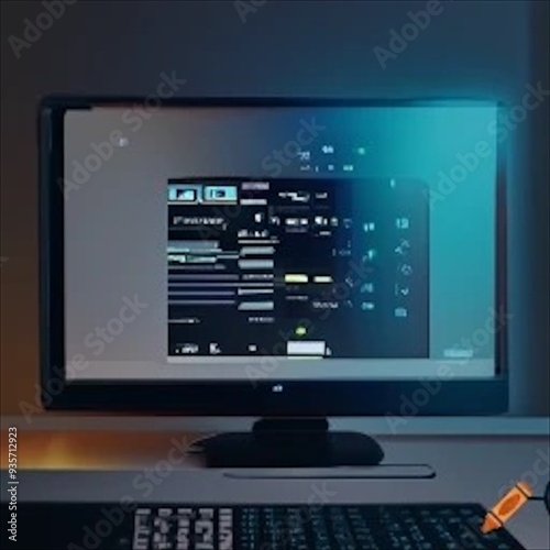 computer monitor and mouse