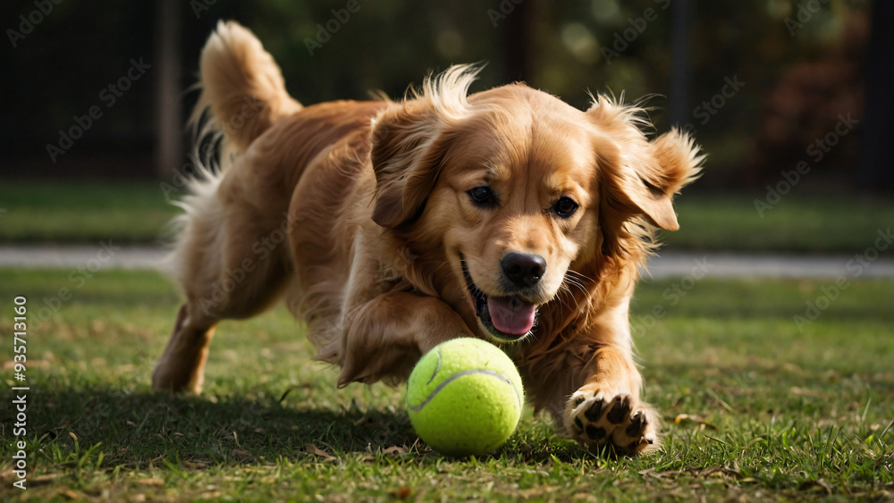 Pies rasy Golden retriever. Generative AI.