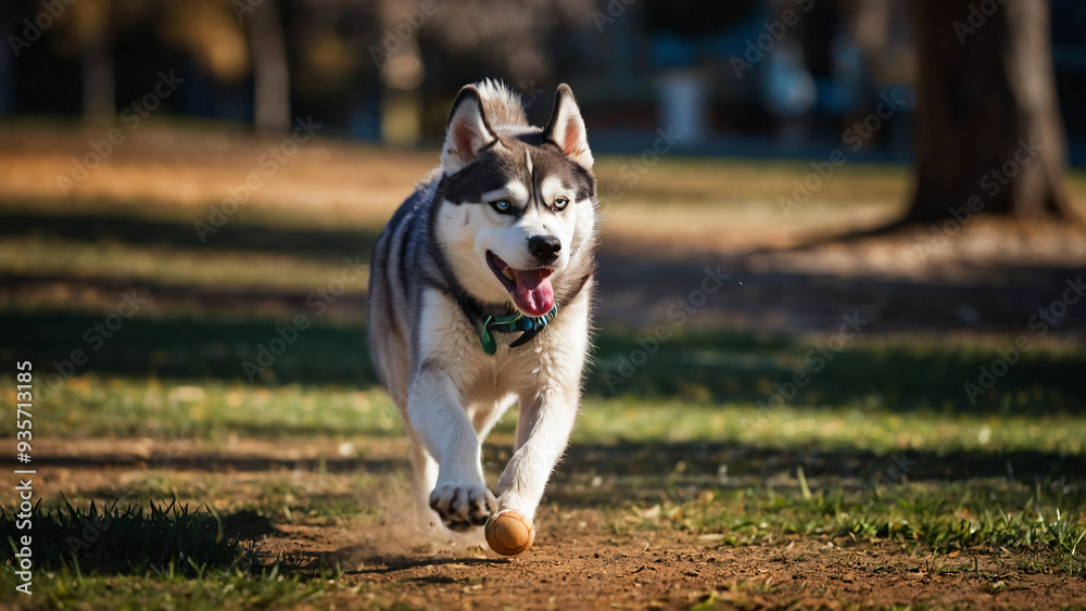 Pies rasy Husky. Generative AI.