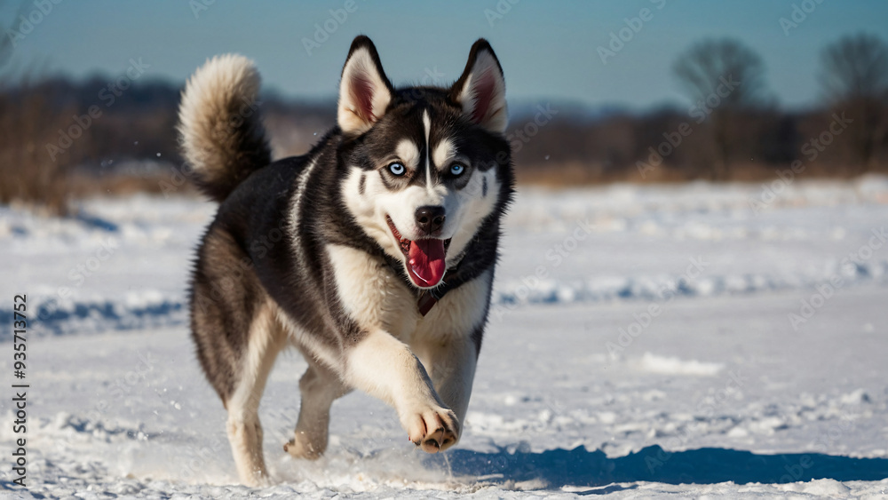 Pies rasy Husky. Generative AI.