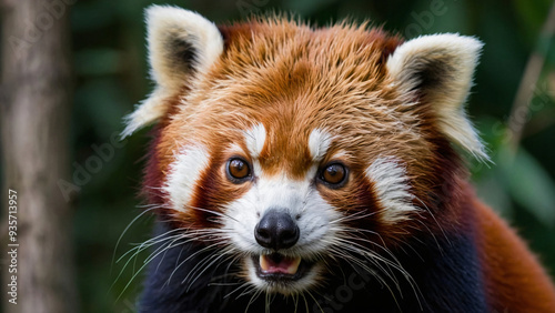 Obraz na płótnie Panda ruda w naturalnym środowisku. Generative AI. w salonie