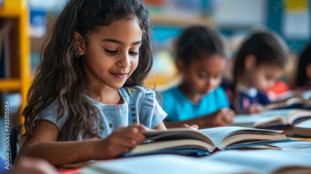 A classroom with students taking turns reading aloud from their textbooks, practicing reading skills . A classroom with students taking turns reading aloud from their textbooks, practicing reading skills .