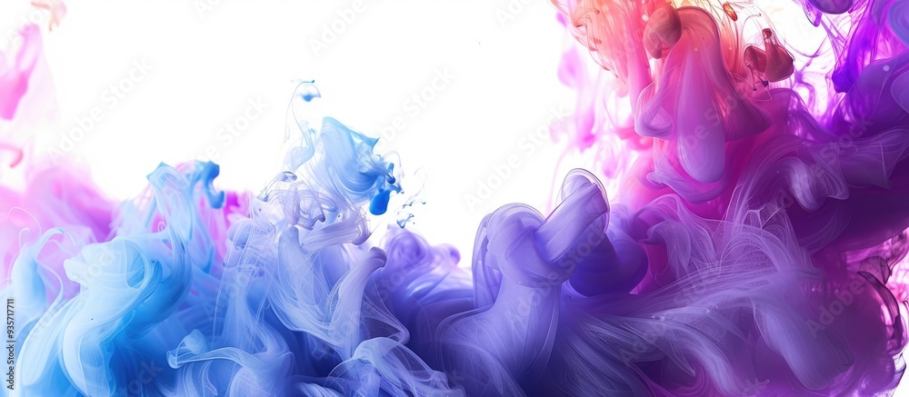Acrylic paints and ink in water Abstract frame backdrop Isolated on white. Copy space image. Place for adding text and design Acrylic paints and ink in water Abstract frame backdrop Isolated on white. Copy space image. Place for adding text and design