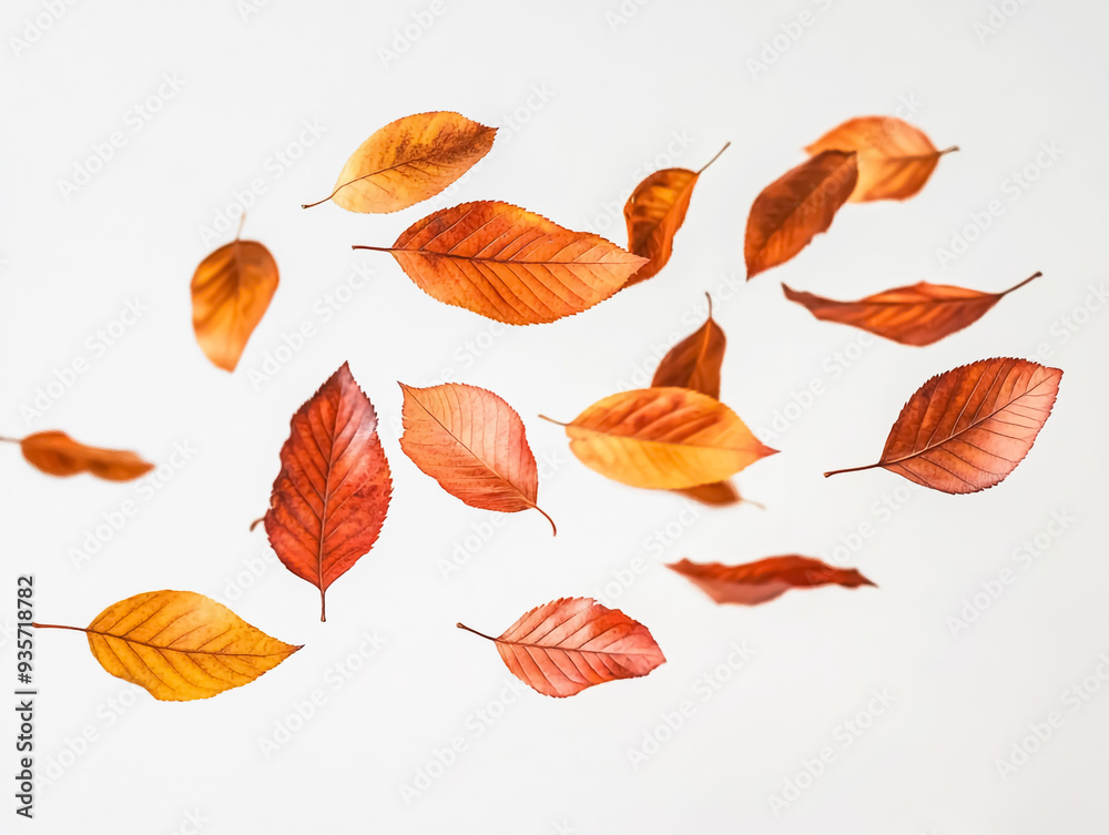 Fototapeta premium Maple leaves with autumn colors on white background