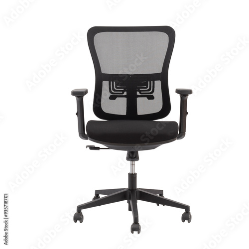 Chair Office chair table Desk Height with Medium Back set of wheels for mobility and adjustable height provides greater upper and lower back support grey black white background 