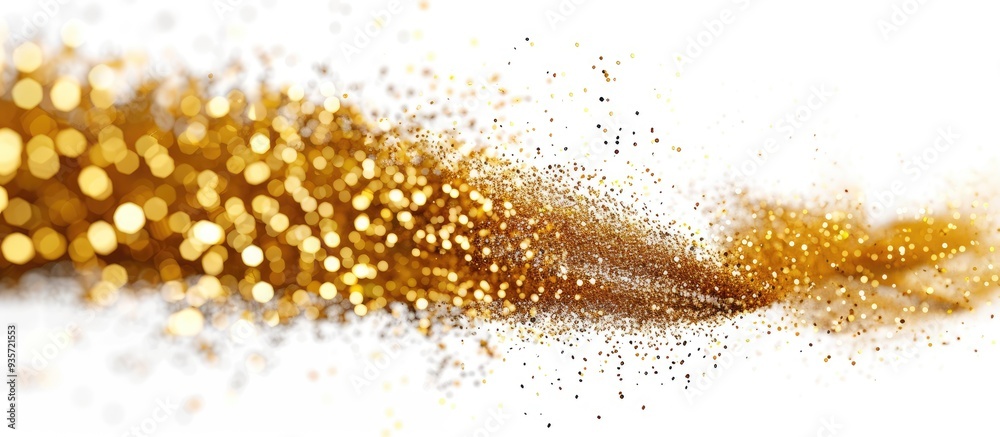 Gold metallic glitter bursts into the air creating a sparkle explosion Golden glitter sand sparkles and blinks to celebrate the Chinese New Year as gold glitter particles are thrown around Isolated o Gold metallic glitter bursts into the air creating a sparkle explosion Golden glitter sand sparkles and blinks to celebrate the Chinese New Year as gold glitter particles are thrown around Isolated o