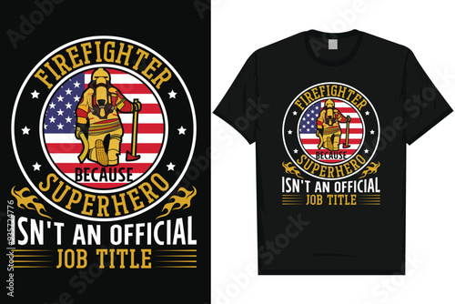 Firefighter superhero graphics tshirt design