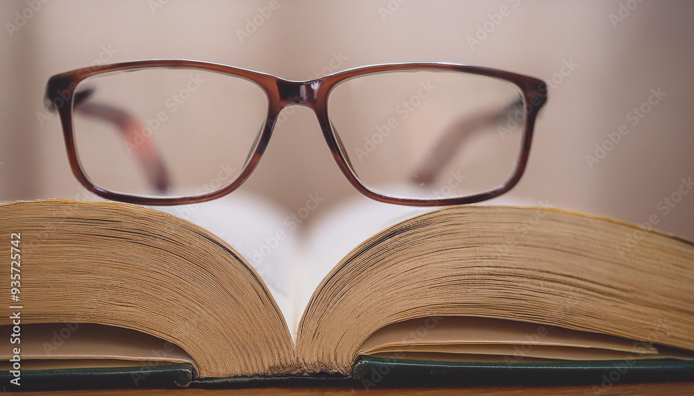 Open book and glasses. Education concept. Open book and glasses. Education concept.