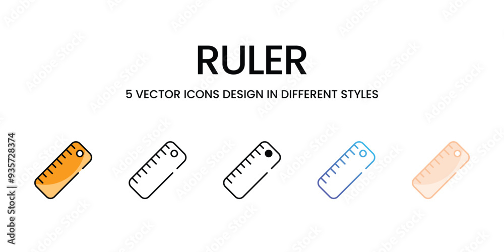 Ruler icons set five different style vector stock illustration Ruler icons set five different style vector stock illustration