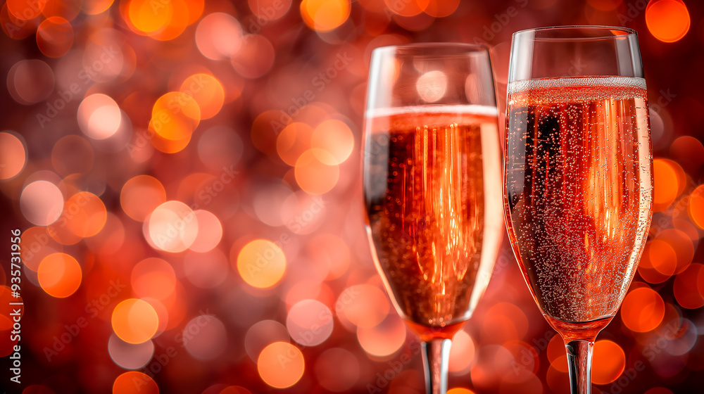 Christmas and New Year holidays background concept made from champagne glasses with golden glitter on pink background. template design Christmas and New Year holidays background concept made from champagne glasses with golden glitter on pink background. template design