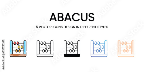 Abacus icons set five different style vector stock illustration