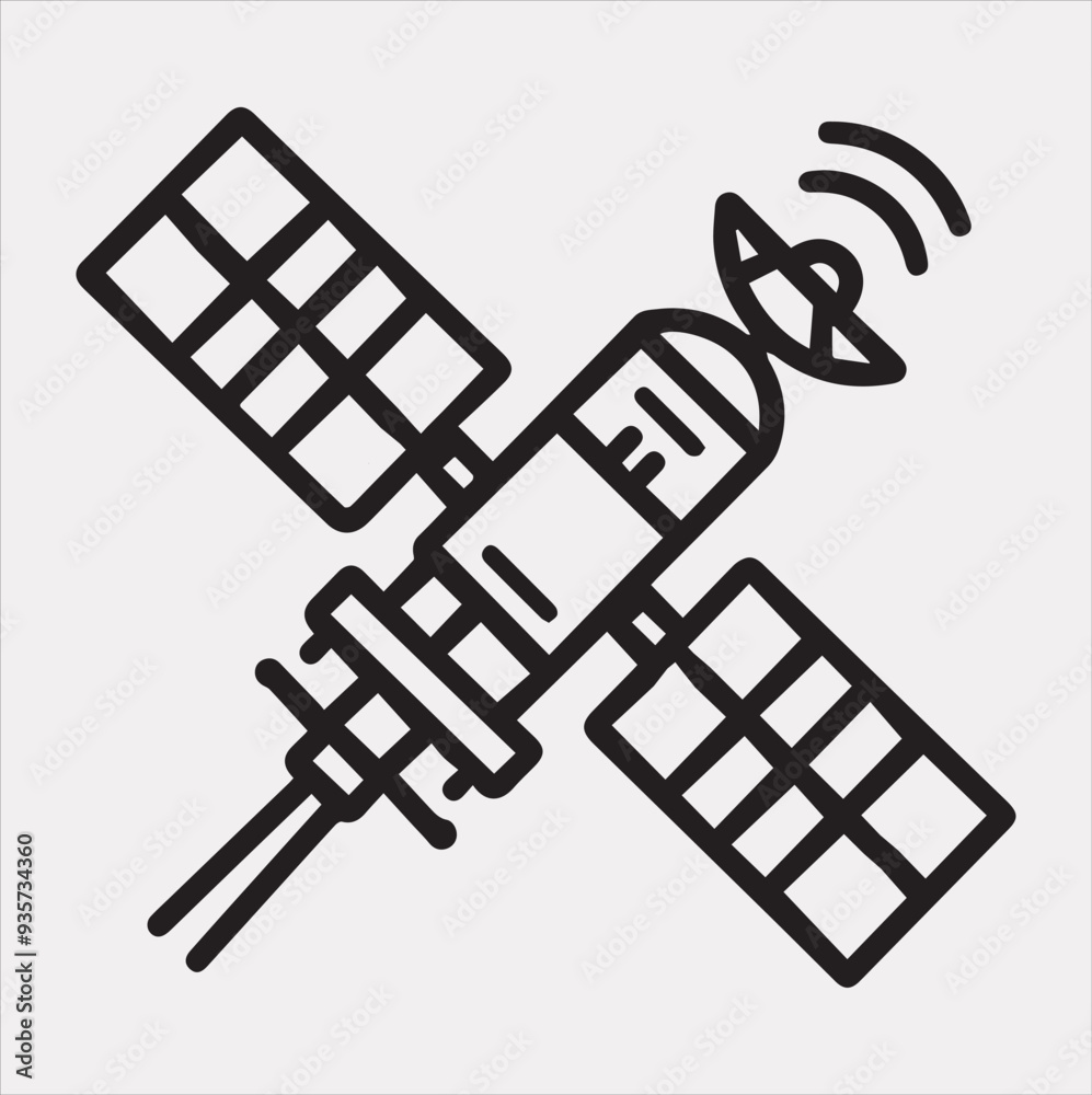 Satellite line Vector silhouette illustration icon on a white background Satellite line Vector silhouette illustration icon on a white background