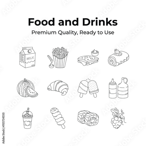 Creatively crafted pack of food and drinks in modern design style