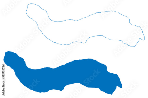 Lake Ala-Kol (Kyrgyzstan, Kyrgyz Republic) map vector illustration, scribble sketch Ala-Köl, Ala Kol or Ala-Kul map