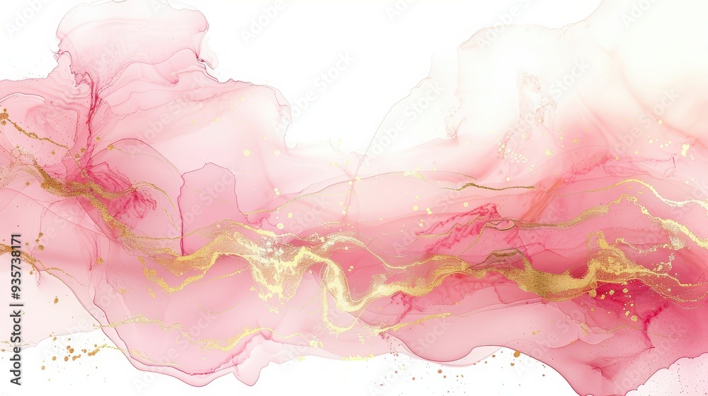 Pink and gold abstract art
