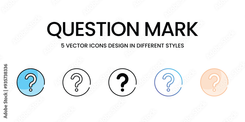 Question Mark icons set five different style vector stock illustration Question Mark icons set five different style vector stock illustration
