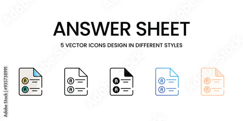 Answer Sheet icons set five different style vector stock illustration