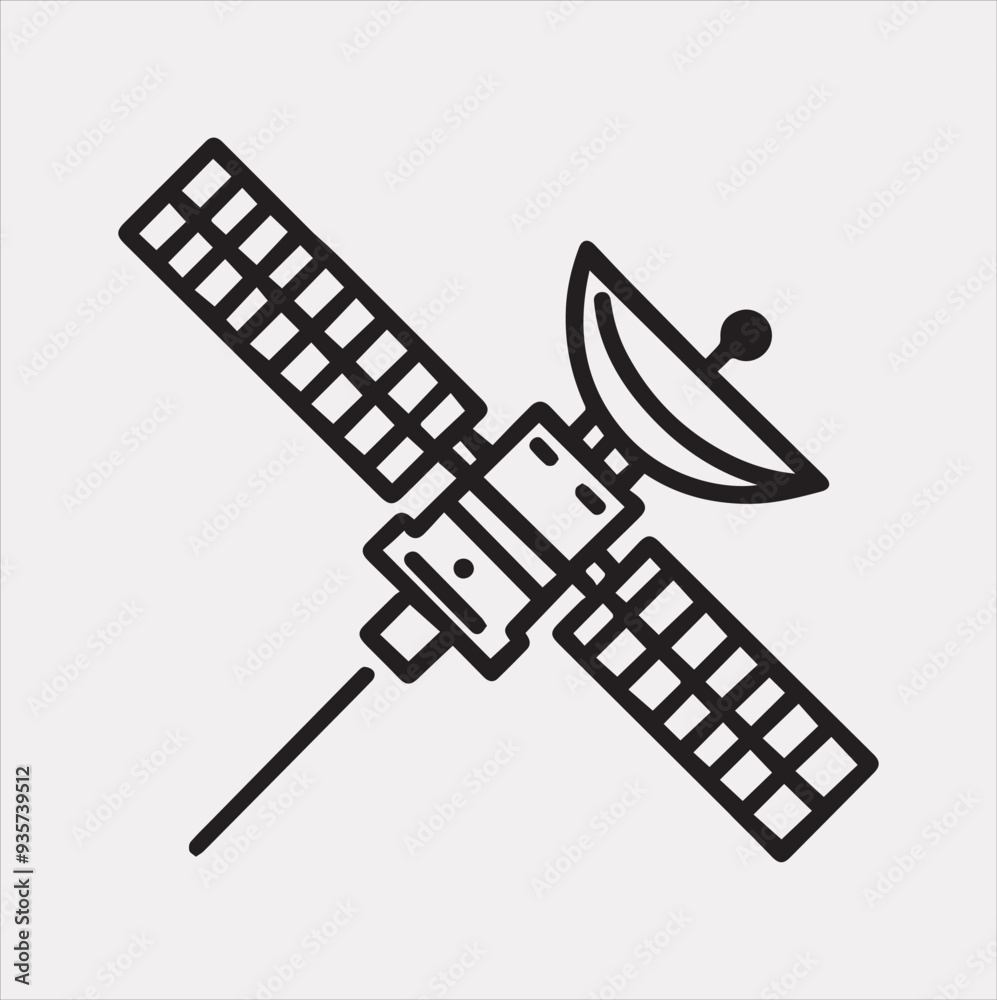 Fototapeta premium Satellite line Vector silhouette illustration icon on a white background