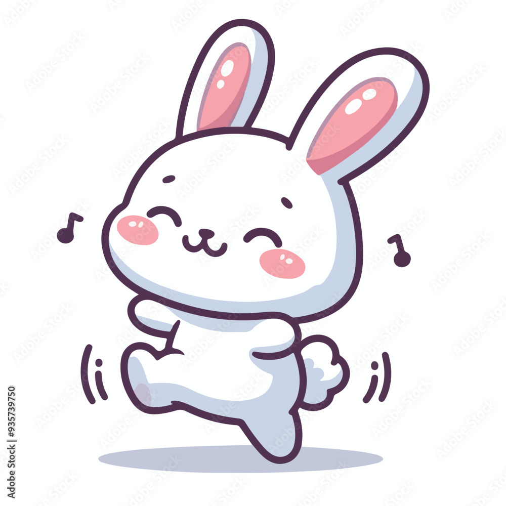 Obraz premium vector cartoon rabbit dancing