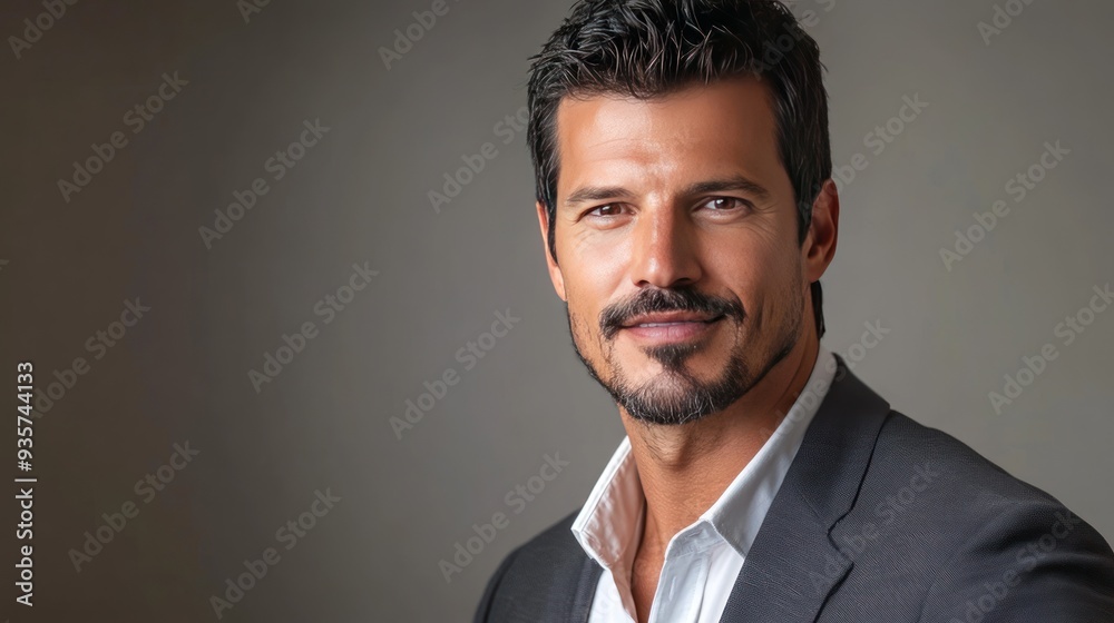 Portrait of a handsome man in a suit, looking at the camera with a smile. Portrait of a handsome man in a suit, looking at the camera with a smile.