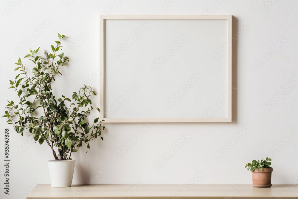 empty white wooden photo frame hanging on white wall empty white wooden photo frame hanging on white wall