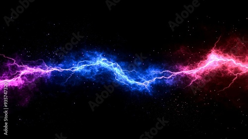 Abstract Cosmic Lightning with Blue and Pink Energy