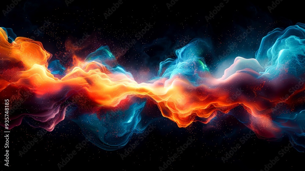 Abstract Swirling Nebula with Red, Orange, and Blue Colors Abstract Swirling Nebula with Red, Orange, and Blue Colors