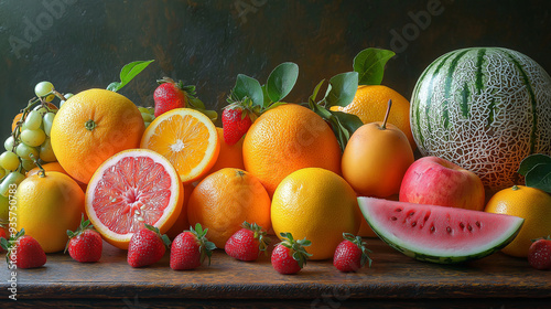 Vibrant Still Life of Fresh Fruits