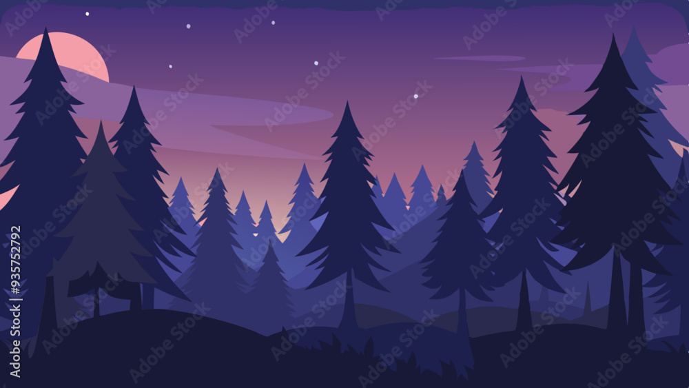Beautiful Twilight Pine Forest – High-Quality Black and White Drawing Beautiful Twilight Pine Forest – High-Quality Black and White Drawing