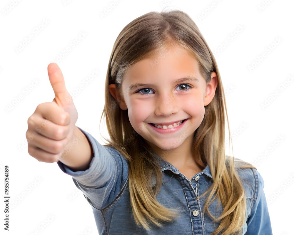 Girl showing thumbs up ,isolated, transparent background, AI generated Girl showing thumbs up ,isolated, transparent background, AI generated