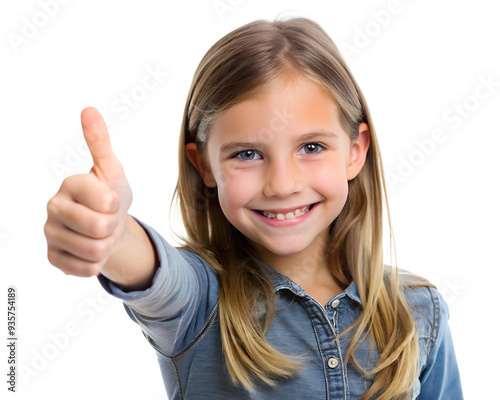 Girl showing thumbs up ,isolated, transparent background, AI generated	