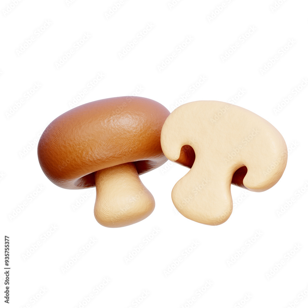 Mushroom, Healthy Vegetables And Herbs, 3D rendering. Mushroom, Healthy Vegetables And Herbs, 3D rendering.