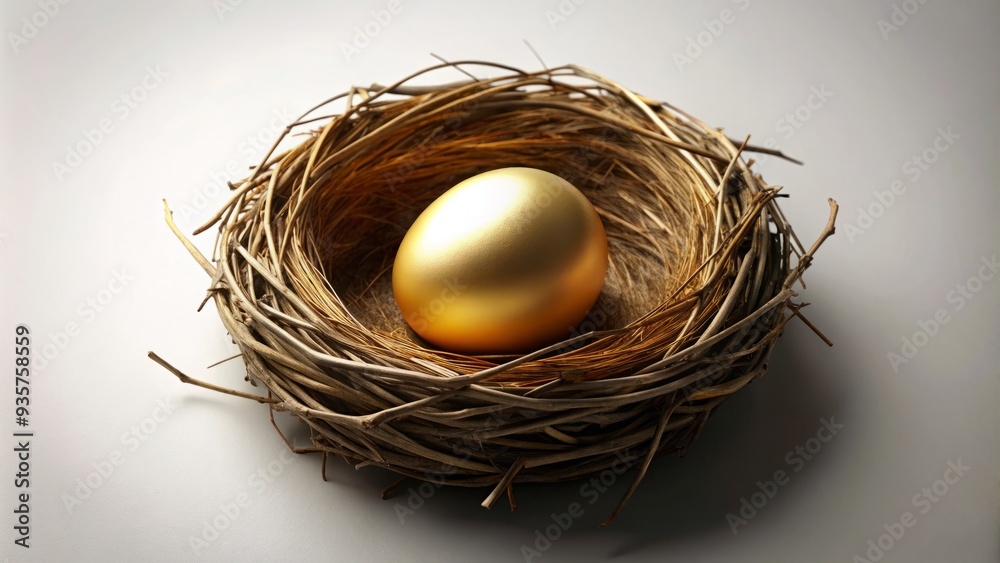 A delicate bird's nest cradles a golden egg, symbolizing a secure reserve for unexpected expenses, sheltered from the whirlwind of life. A delicate bird's nest cradles a golden egg, symbolizing a secure reserve for unexpected expenses, sheltered from the whirlwind of life.