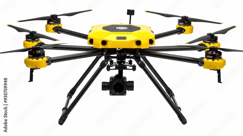 Yellow and Black Drone with Folding Arms and Camera Yellow and Black Drone with Folding Arms and Camera