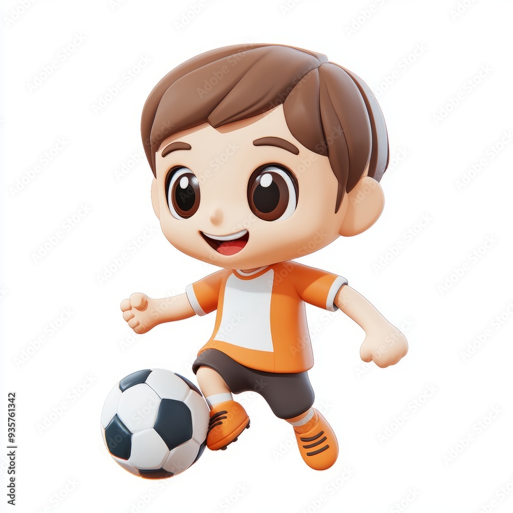 Adorable 3D Clay Boy Soccer Icon: Kawaii Style, Blender Rendered, Isolated White Background Adorable 3D Clay Boy Soccer Icon: Kawaii Style, Blender Rendered, Isolated White Background