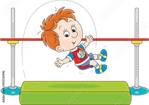 Cheerful little schoolboy i...