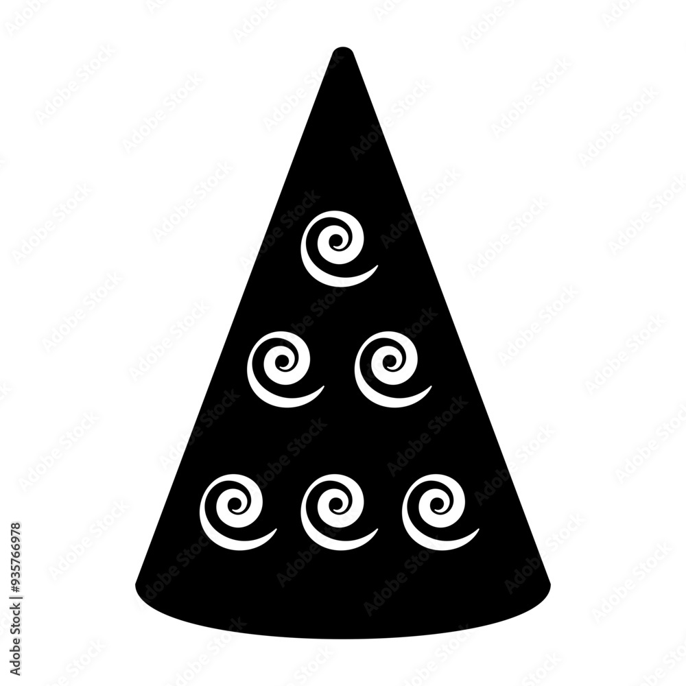 Birthday Party Hat Silhouette. Flat Vector Illustration Isolated on White Background. Birthday Party Hat Silhouette. Flat Vector Illustration Isolated on White Background.