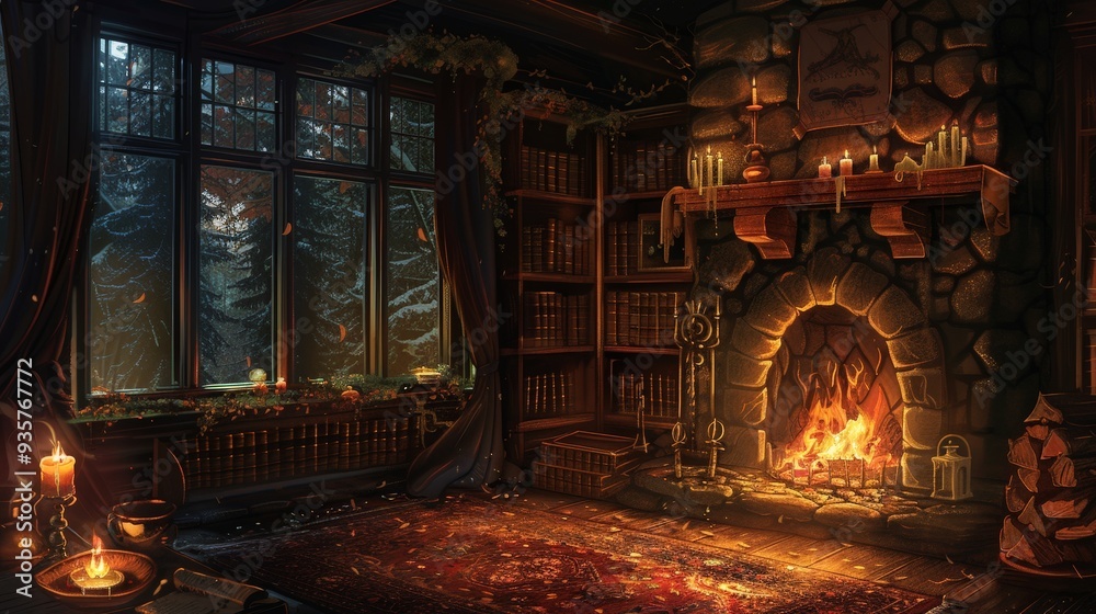The flickering candlelight danced on the walls, casting a warm, ambient glow.