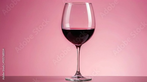 Close-up of a glass of red wine against a pink background. The elegant composition highlights the sophistication and allure of wine. 