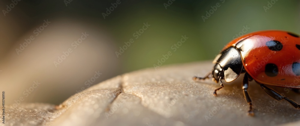 Fototapeta premium Close-up of a Ladybug on a Rough Surface
