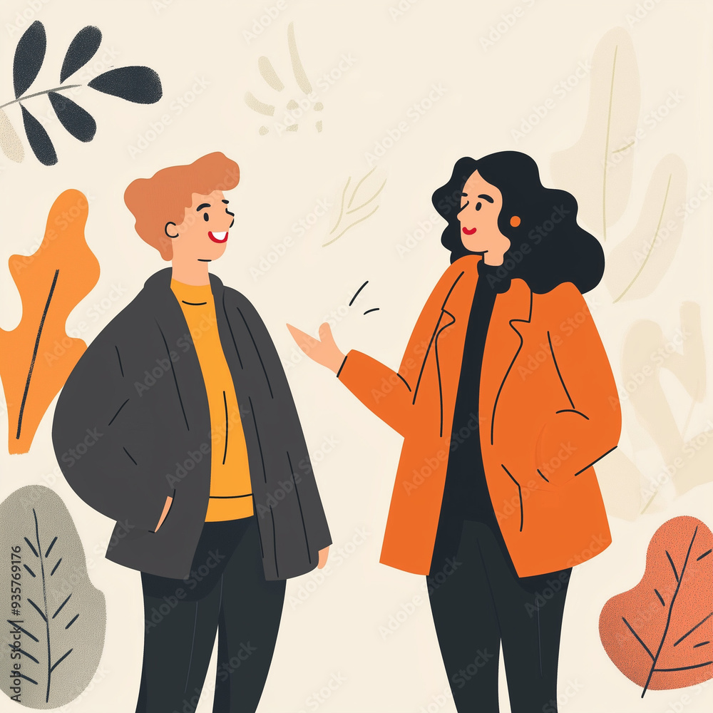 cartoon style, two people talking, one is a life coaching helping the other person with a problem. Make in the style of an engaging instagram post cartoon style, two people talking, one is a life coaching helping the other person with a problem. Make in the style of an engaging instagram post