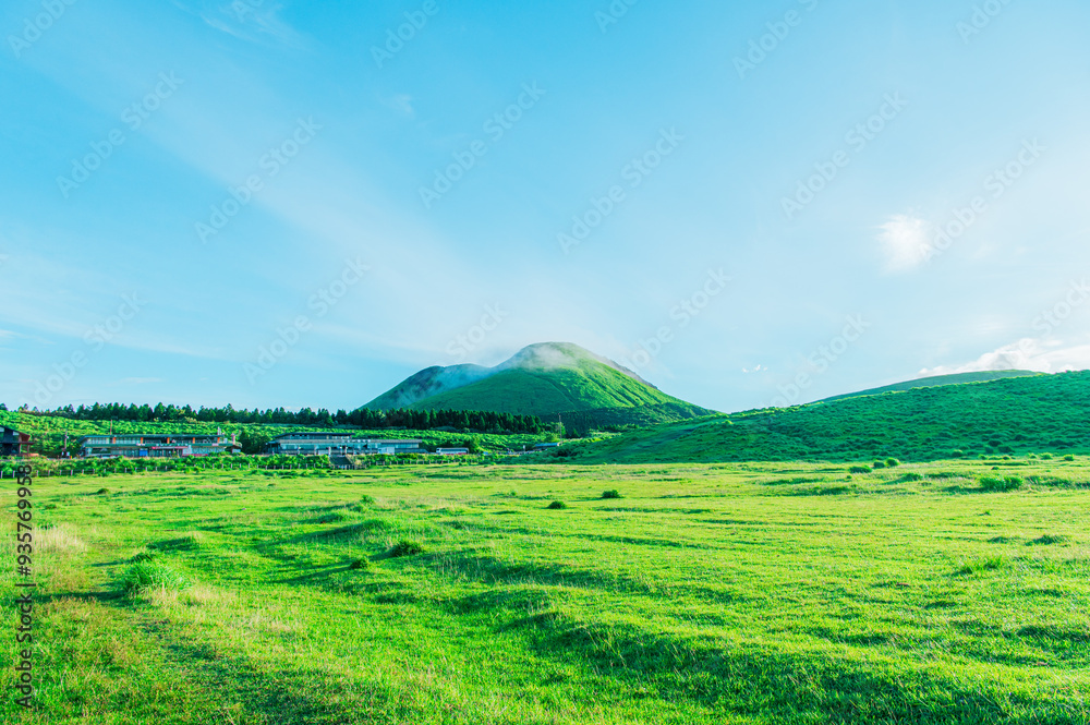 Obraz premium 早朝の草千里ヶ浜 熊本 阿蘇