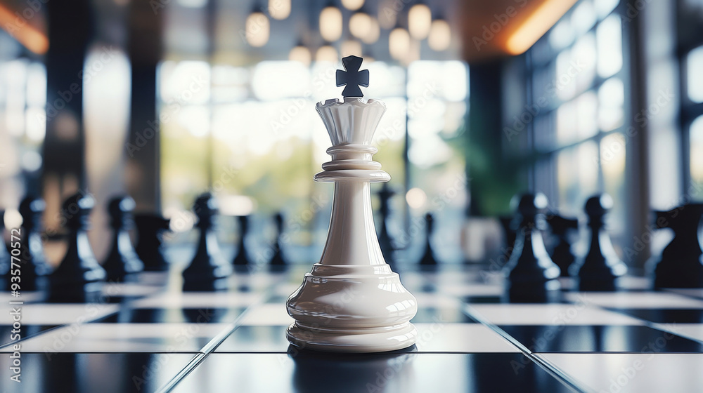 Black and white chess pieces on the chessboard Black and white chess pieces on the chessboard
