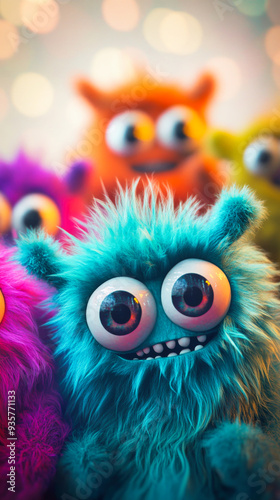 Cute little colorful fluffy monsters