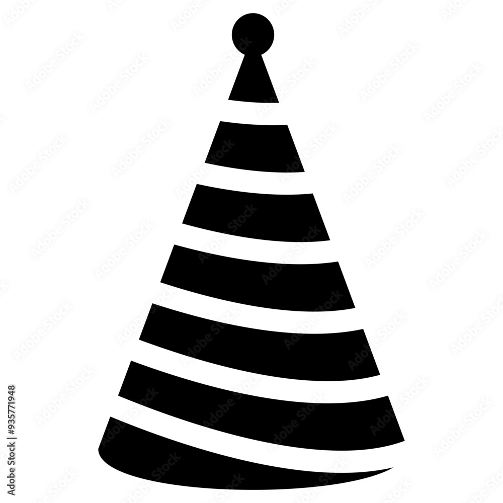 Birthday Party Hat Silhouette. Flat Vector Illustration Isolated on White Background. Birthday Party Hat Silhouette. Flat Vector Illustration Isolated on White Background.