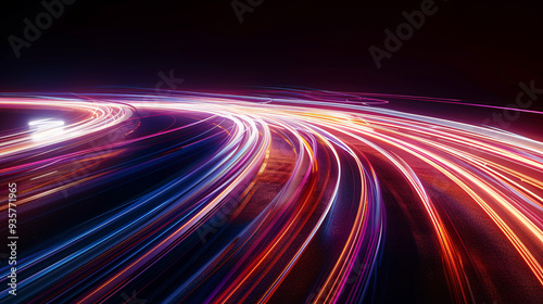 Long exposure photograph of light trails. photo